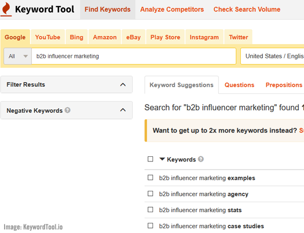 KeywordTool.io screenshot image.